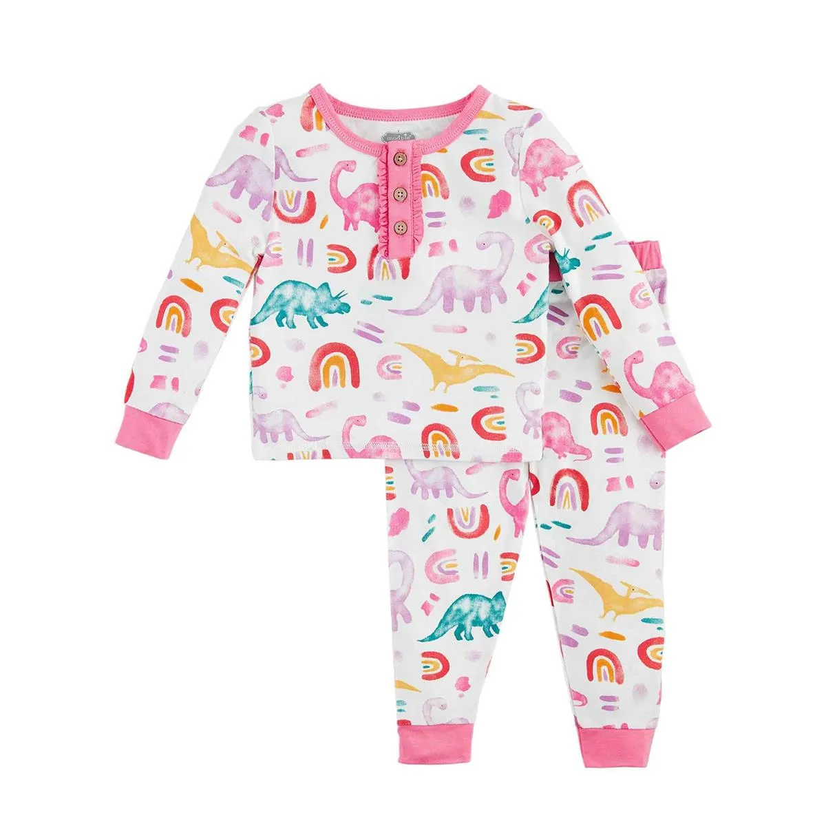 Mud Pie Pink Dino Pajama Set