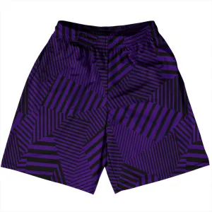Multiple Lines Pattern Basketball Practice Shorts Made In USA