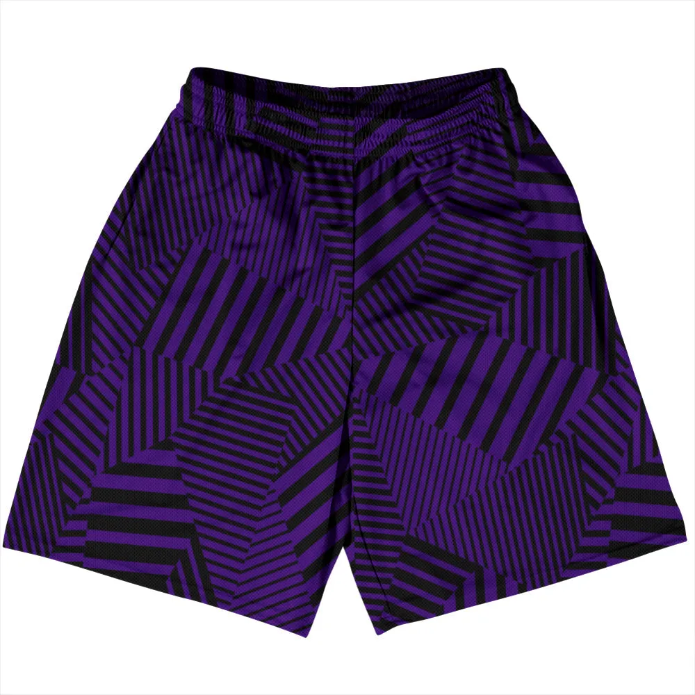 Multiple Lines Pattern Basketball Practice Shorts Made In USA