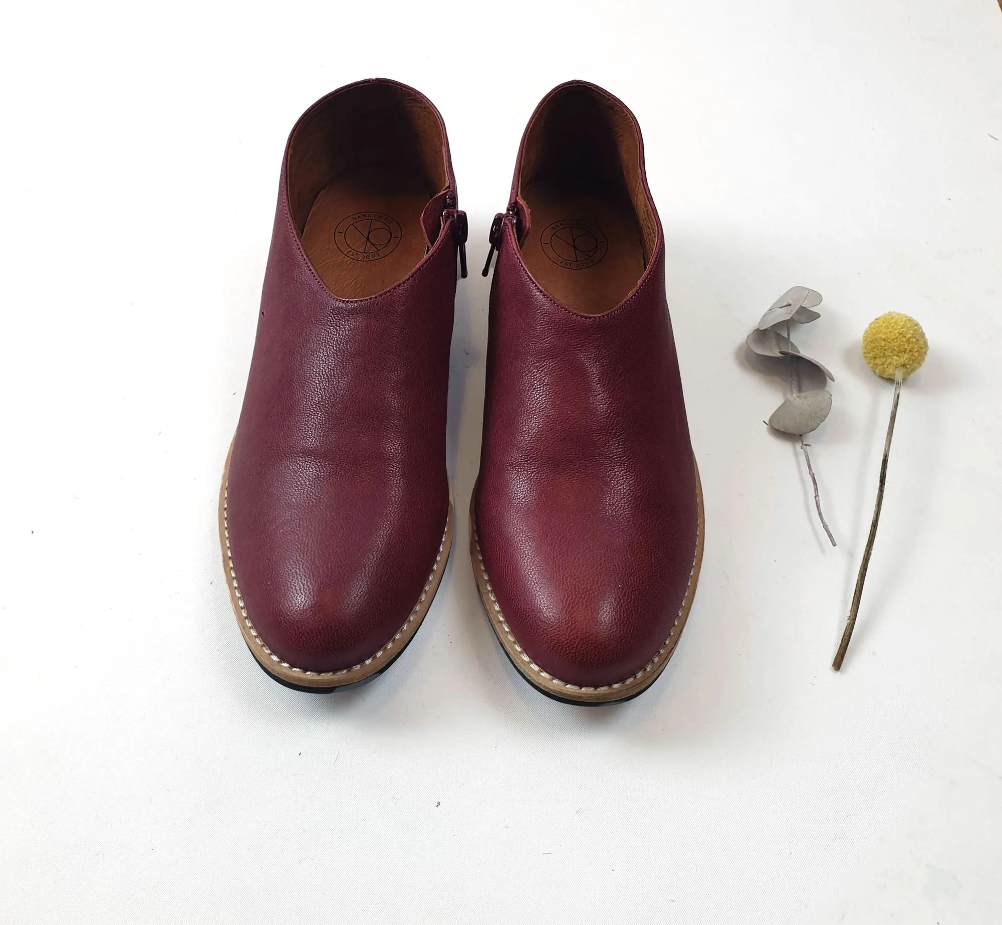 Nancybird red leather low rise boots size 38