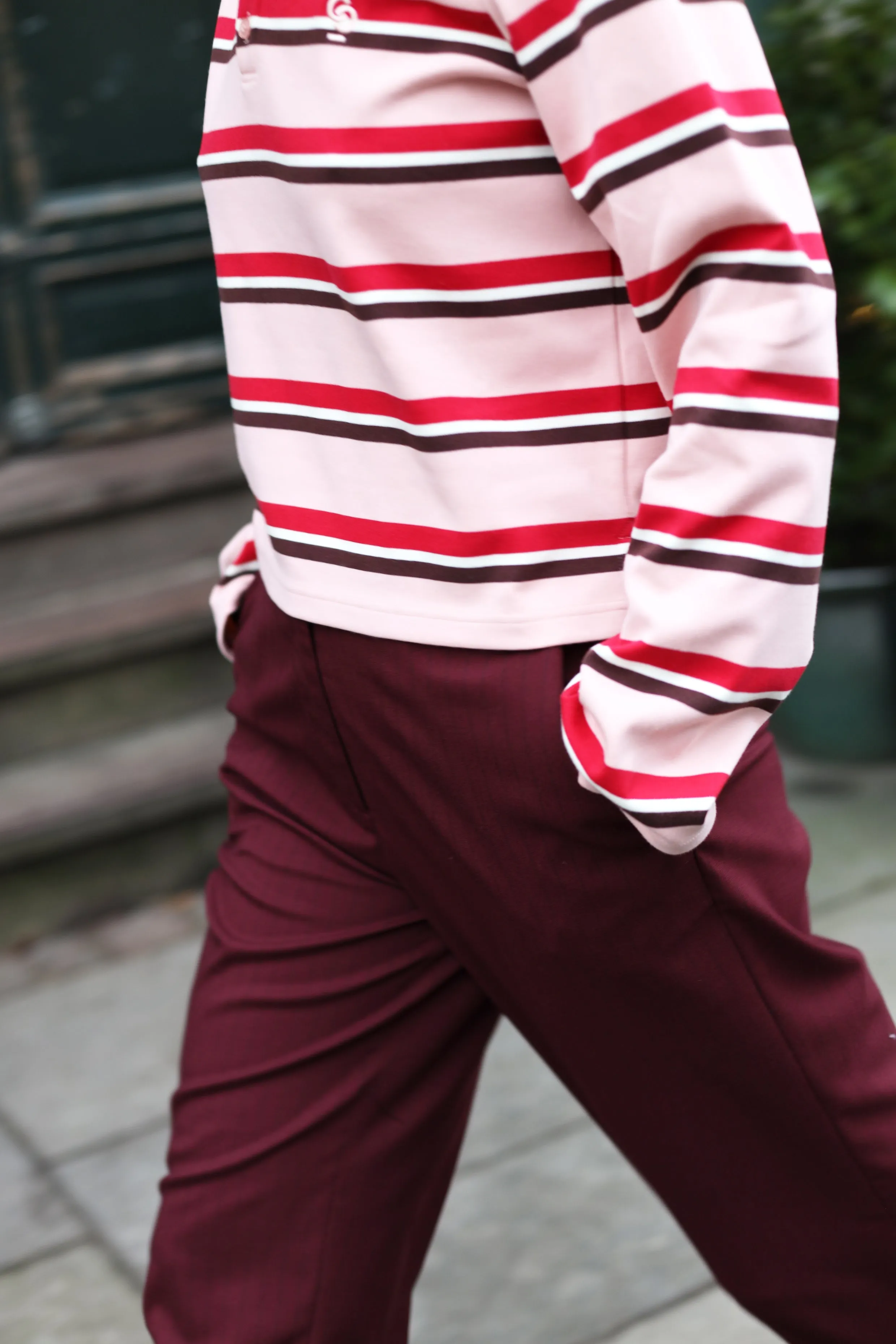 Natecras Pants - Bordeaux Pinstripe