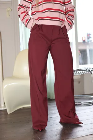 Natecras Pants - Bordeaux Pinstripe
