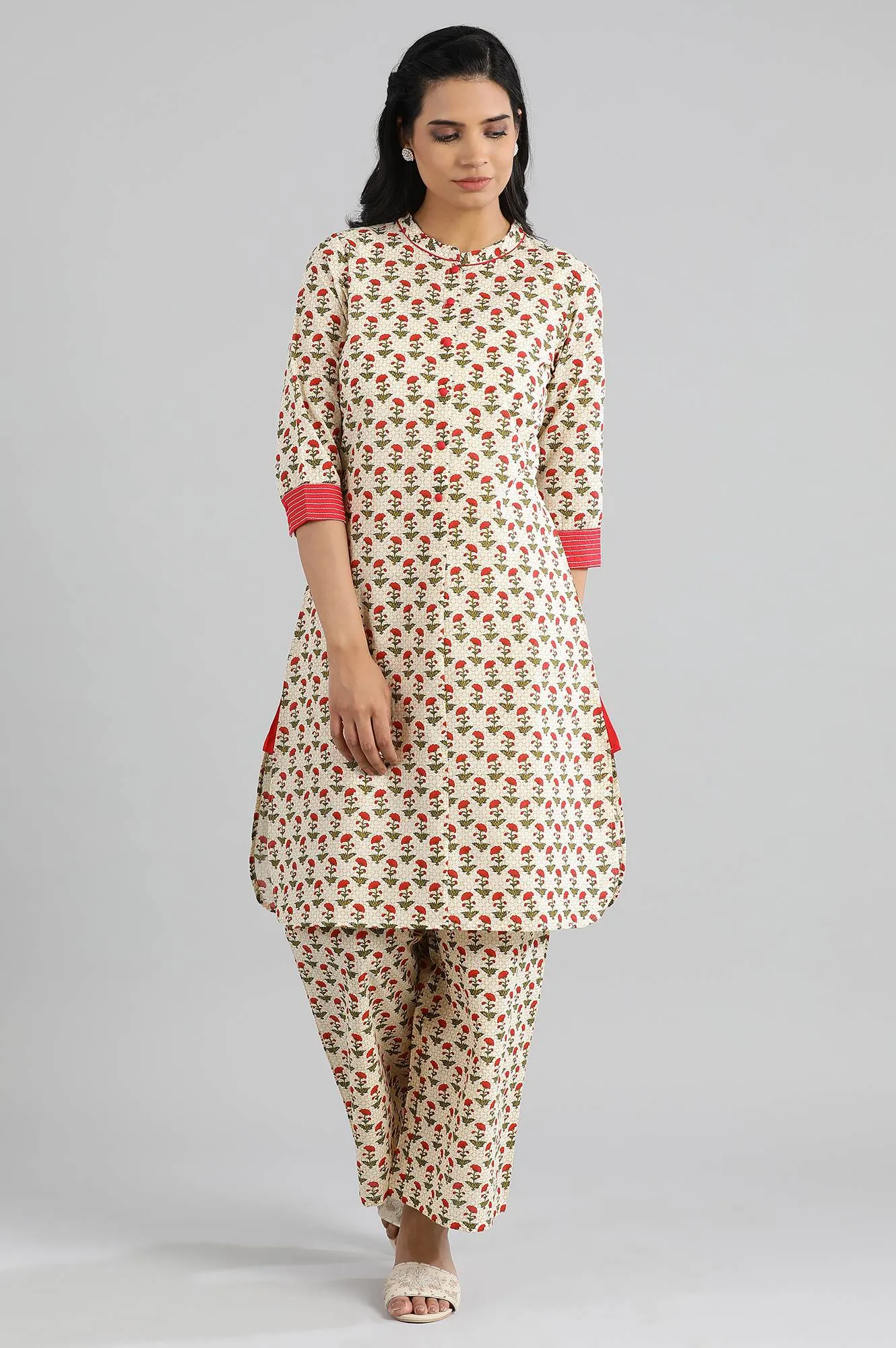 Natural Printed kurta- Parallel Pants Set