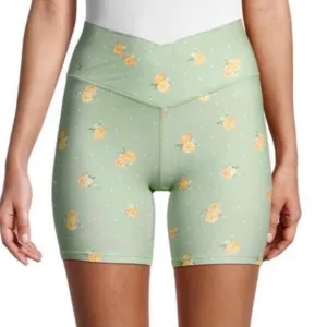 NEW WEWOREWHAT GREEN FLORAL PRINT BIKE SHORTS
