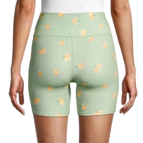 NEW WEWOREWHAT GREEN FLORAL PRINT BIKE SHORTS