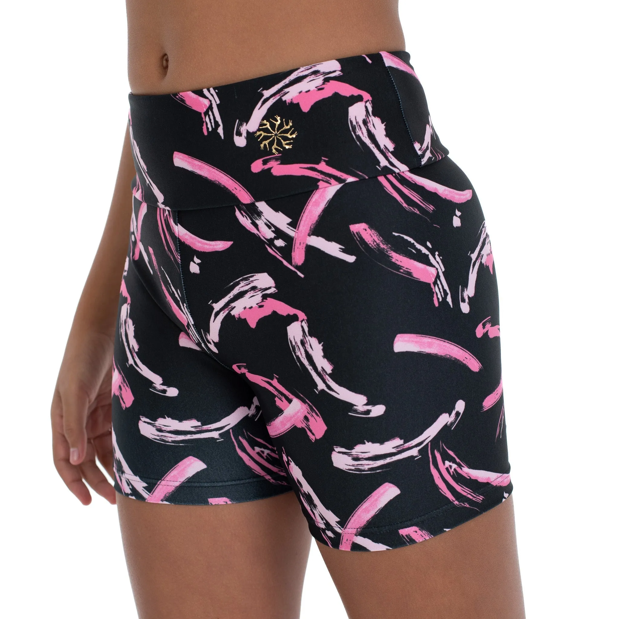 Nicole: Midi Length Bike Shorts in Brushed On Print