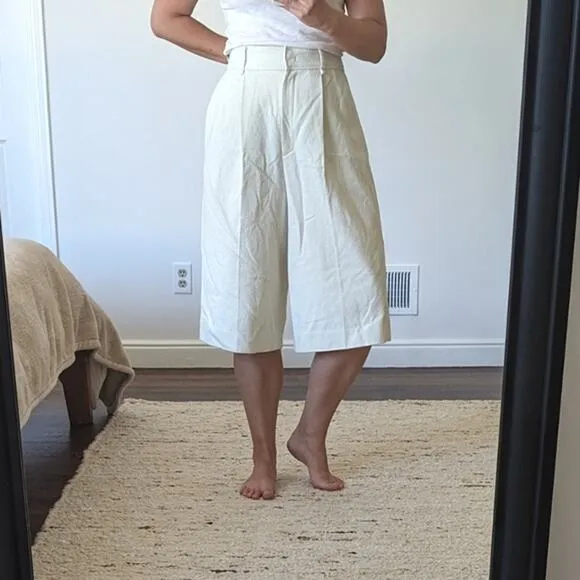 NWT COS Eggshell Bermuda Wide Leg Bermuda Shorts/Culottes, Size 10