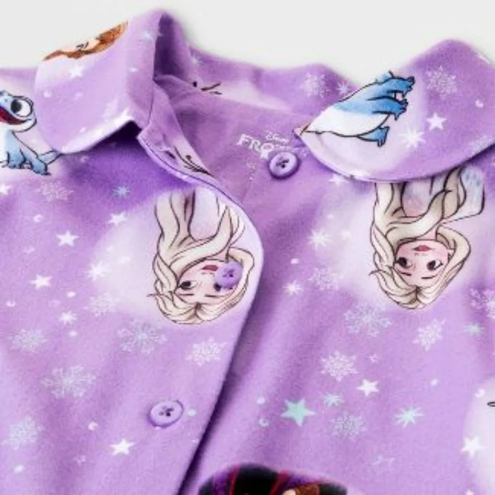NWT Disney Girls’ Big “Frozen” Button-Front Pajama Set