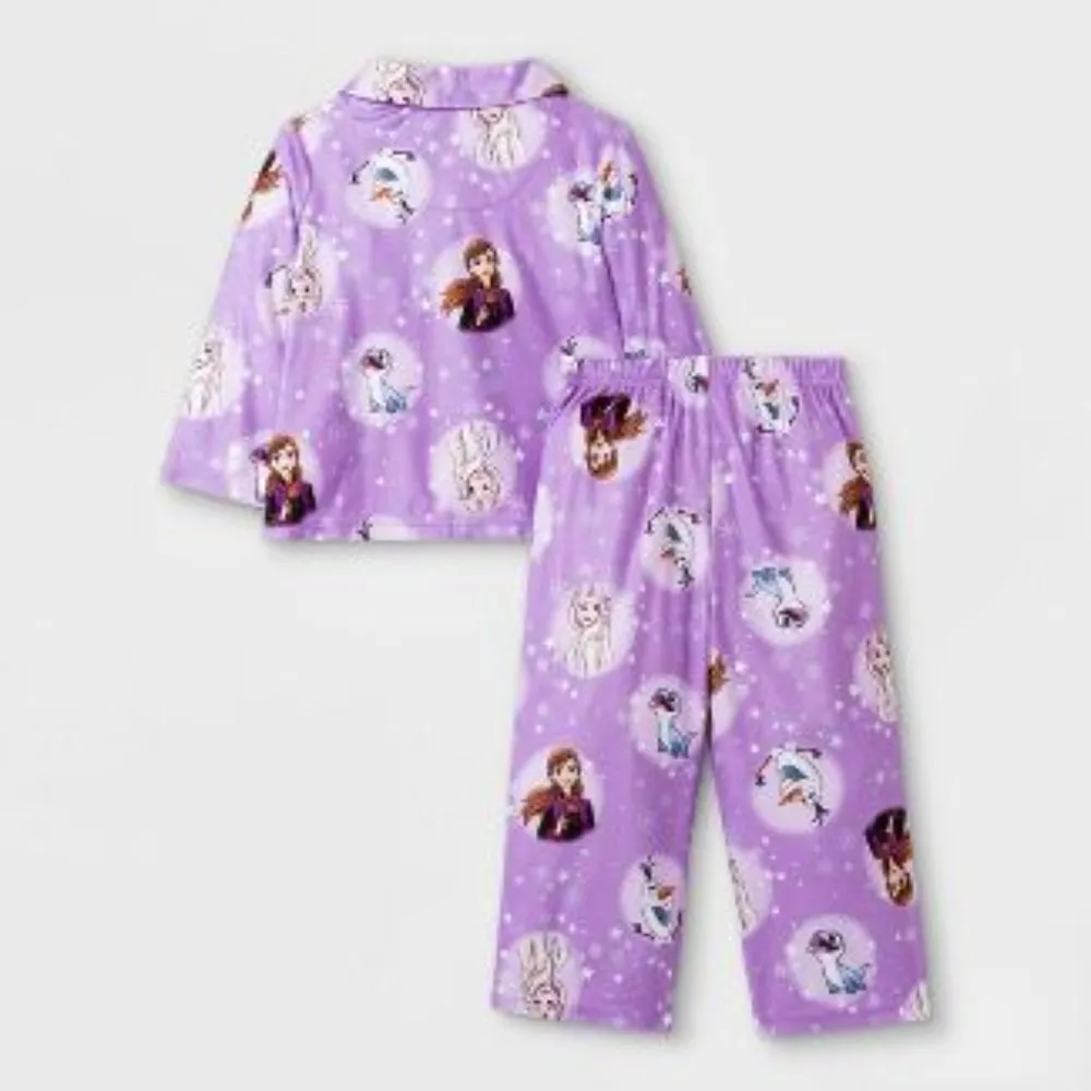 NWT Disney Girls’ Big “Frozen” Button-Front Pajama Set