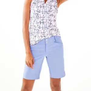 NWT LILY PULITZER Luxletic Fairway Performance Twill Bermuda Shorts Blue SZ 16