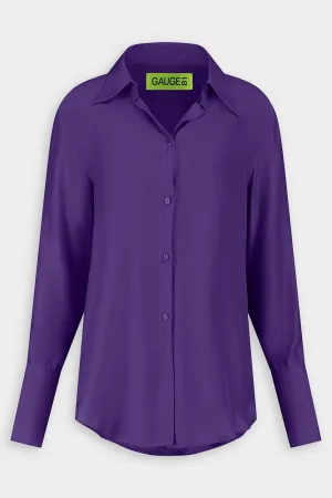 Okayi Over-Sized Button-Down Shirt in Purple