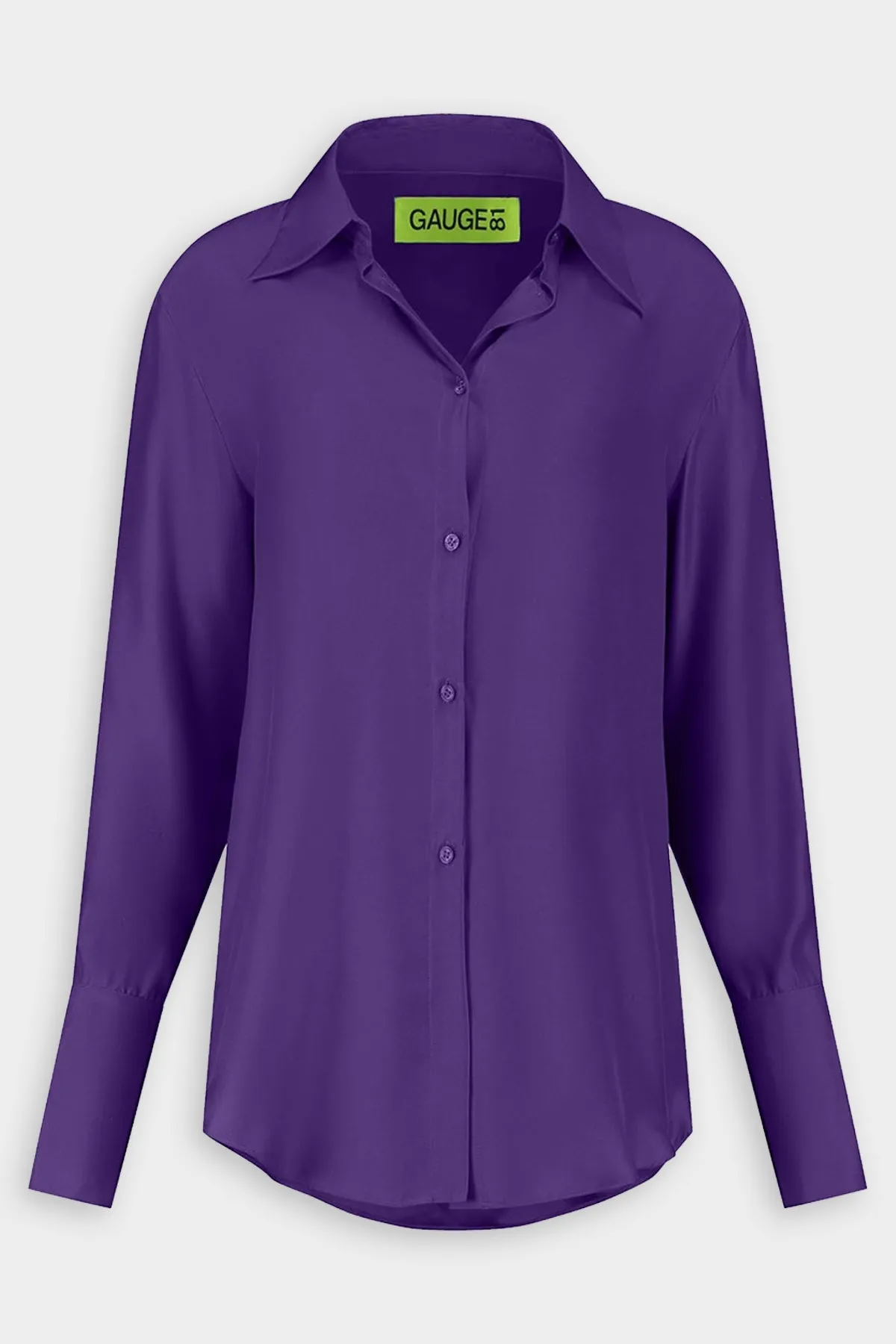 Okayi Over-Sized Button-Down Shirt in Purple
