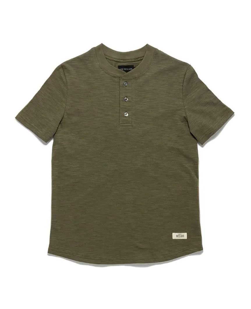 Olive Slub  S/S Henley