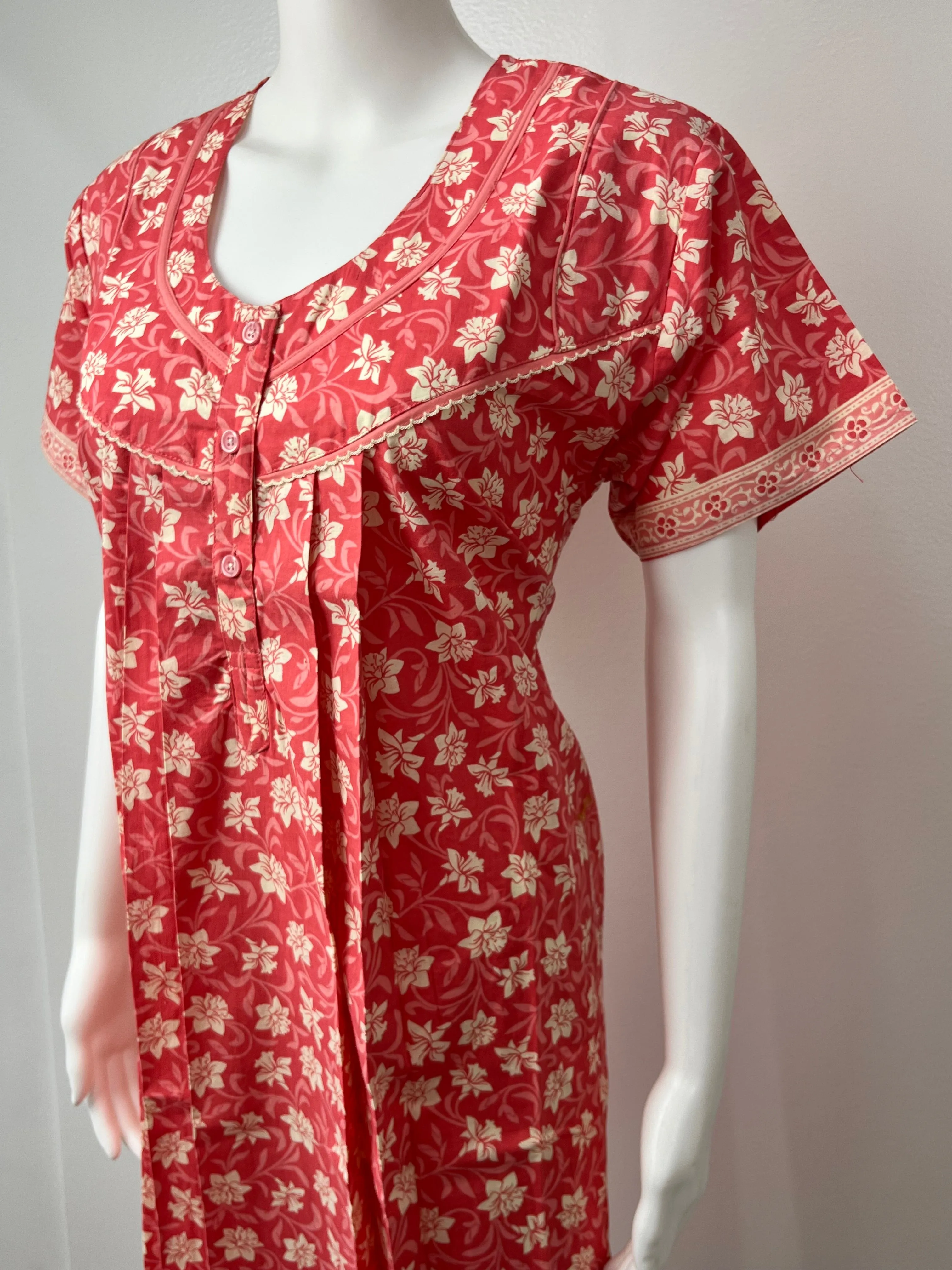 Orange Knee-Length 100% Pure Cotton Nighty for Women