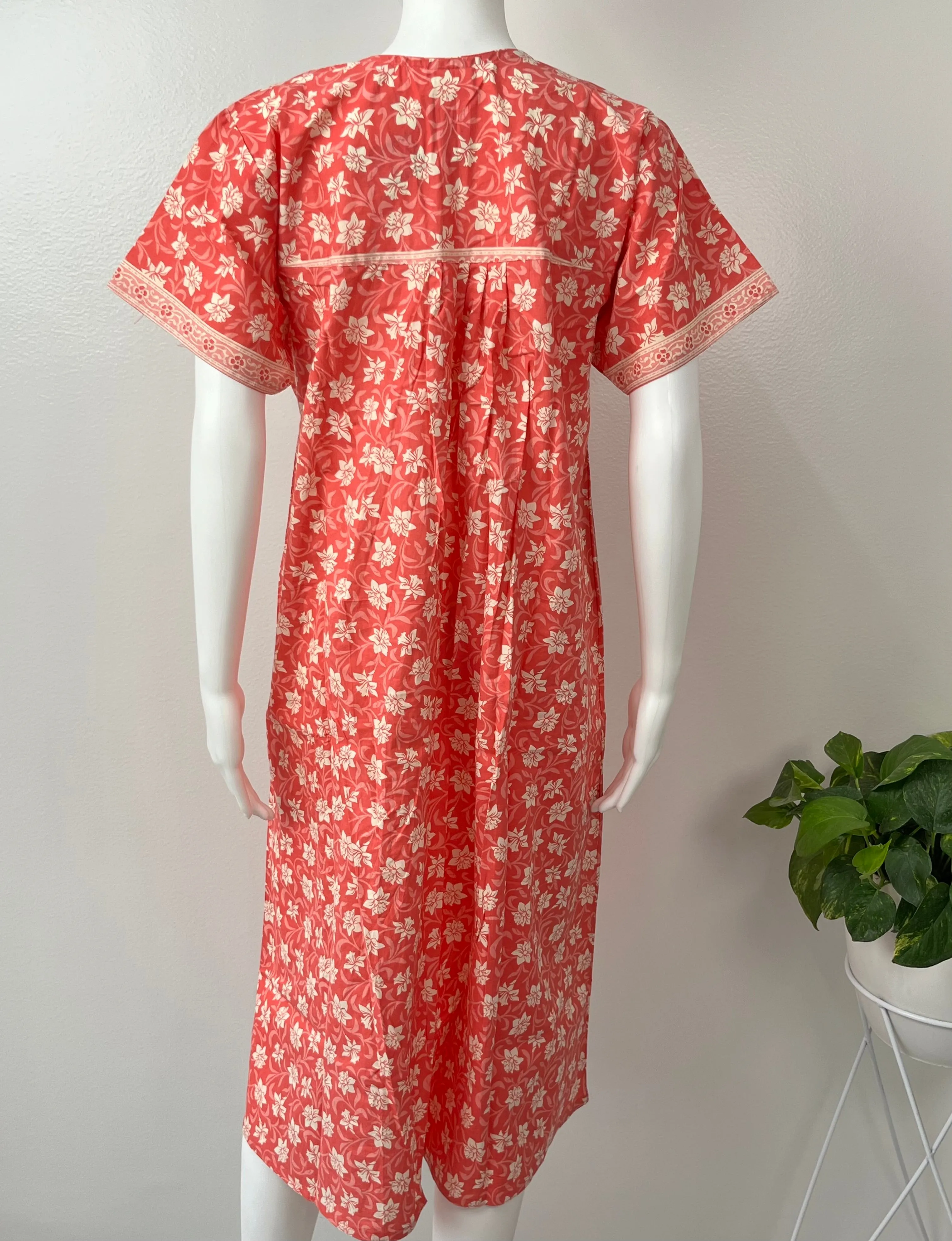 Orange Knee-Length 100% Pure Cotton Nighty for Women