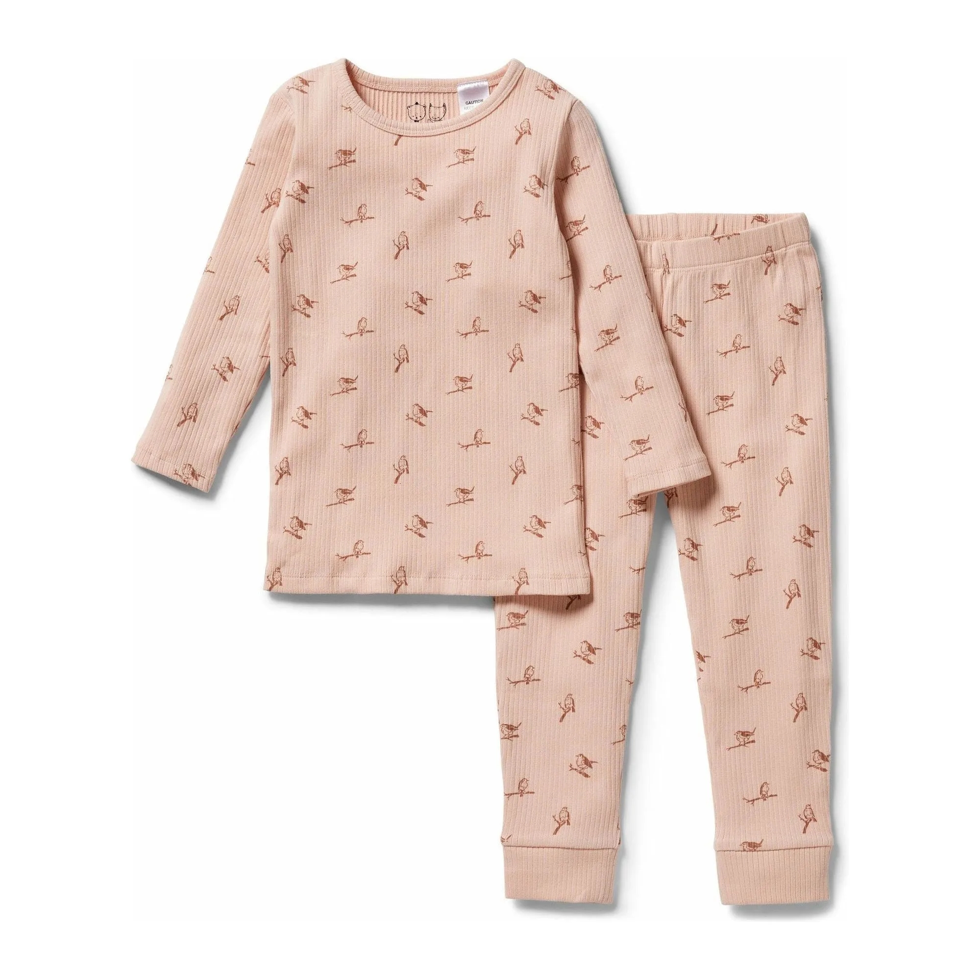 Organic Rib Long Sleeve Pyjamas - Robin