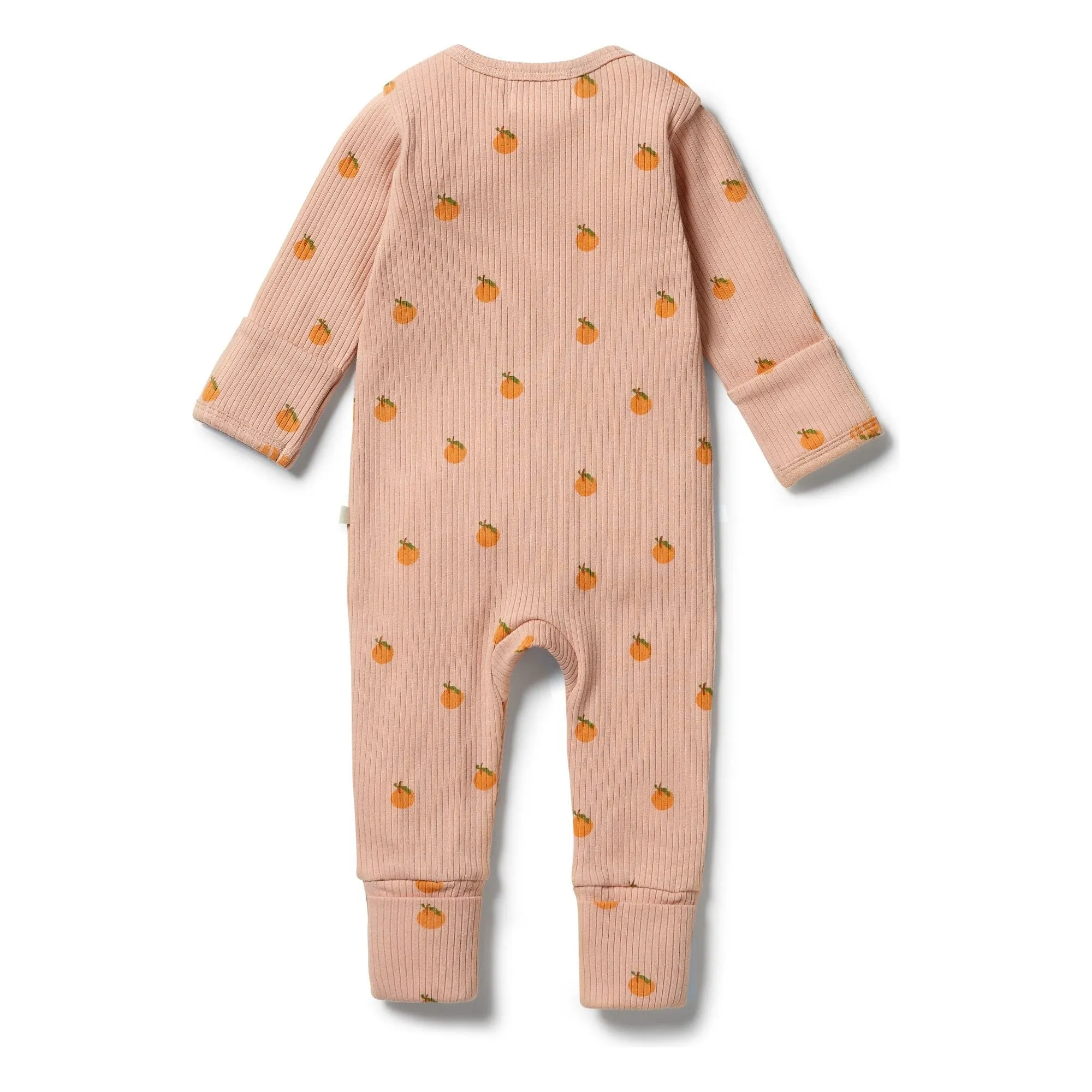 Organic Rib Zipsuit with Feet- Little Orange