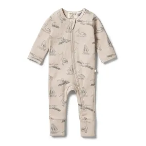 Organic Rib Zipsuit with Feet- Little Pelican