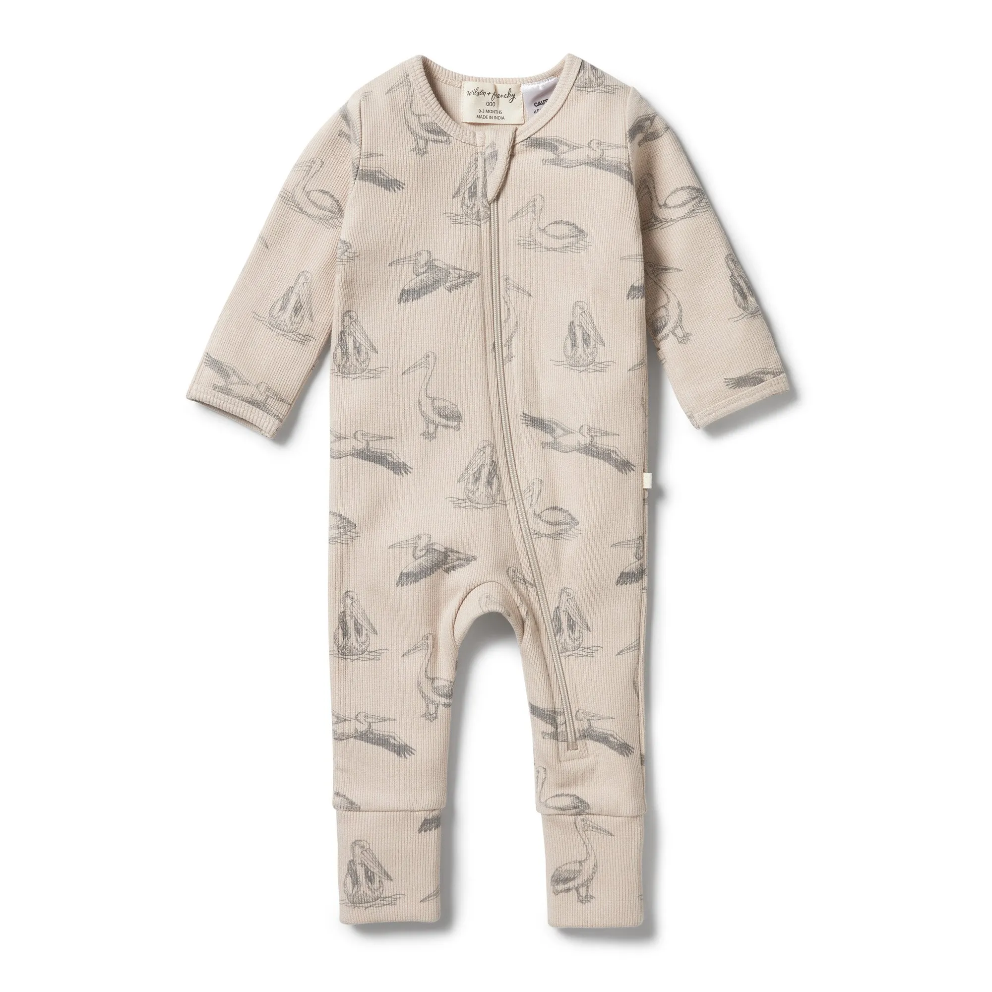 Organic Rib Zipsuit with Feet- Little Pelican