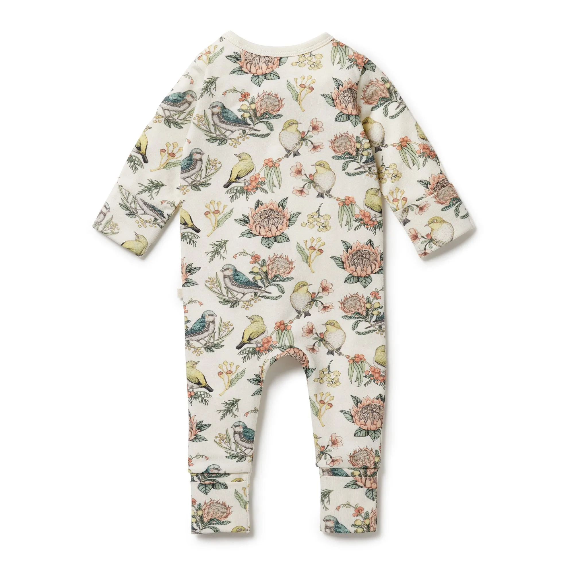 Organic Zipsuit with Feet - Hello Birdie