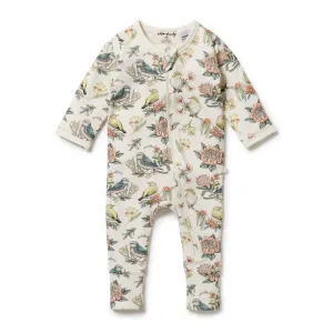 Organic Zipsuit with Feet - Hello Birdie