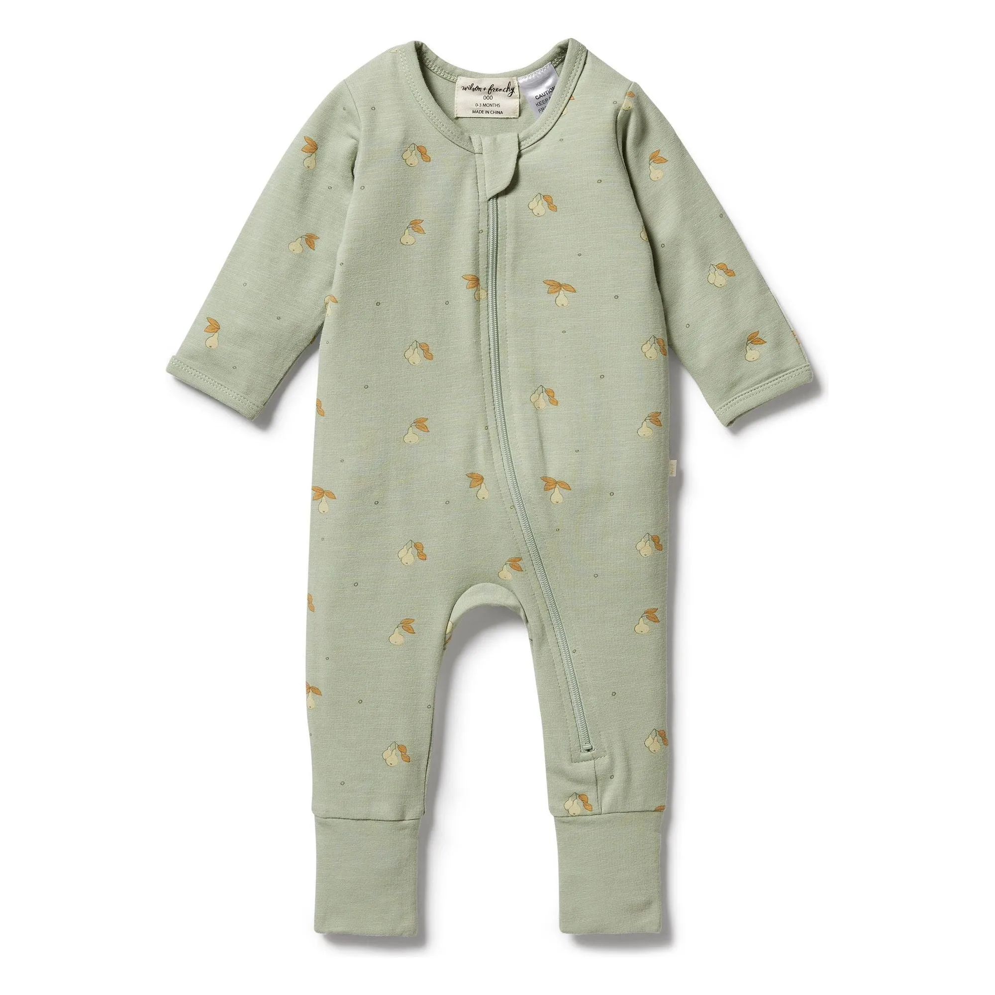 Organic Zipsuit with Feet- Perfect Pears