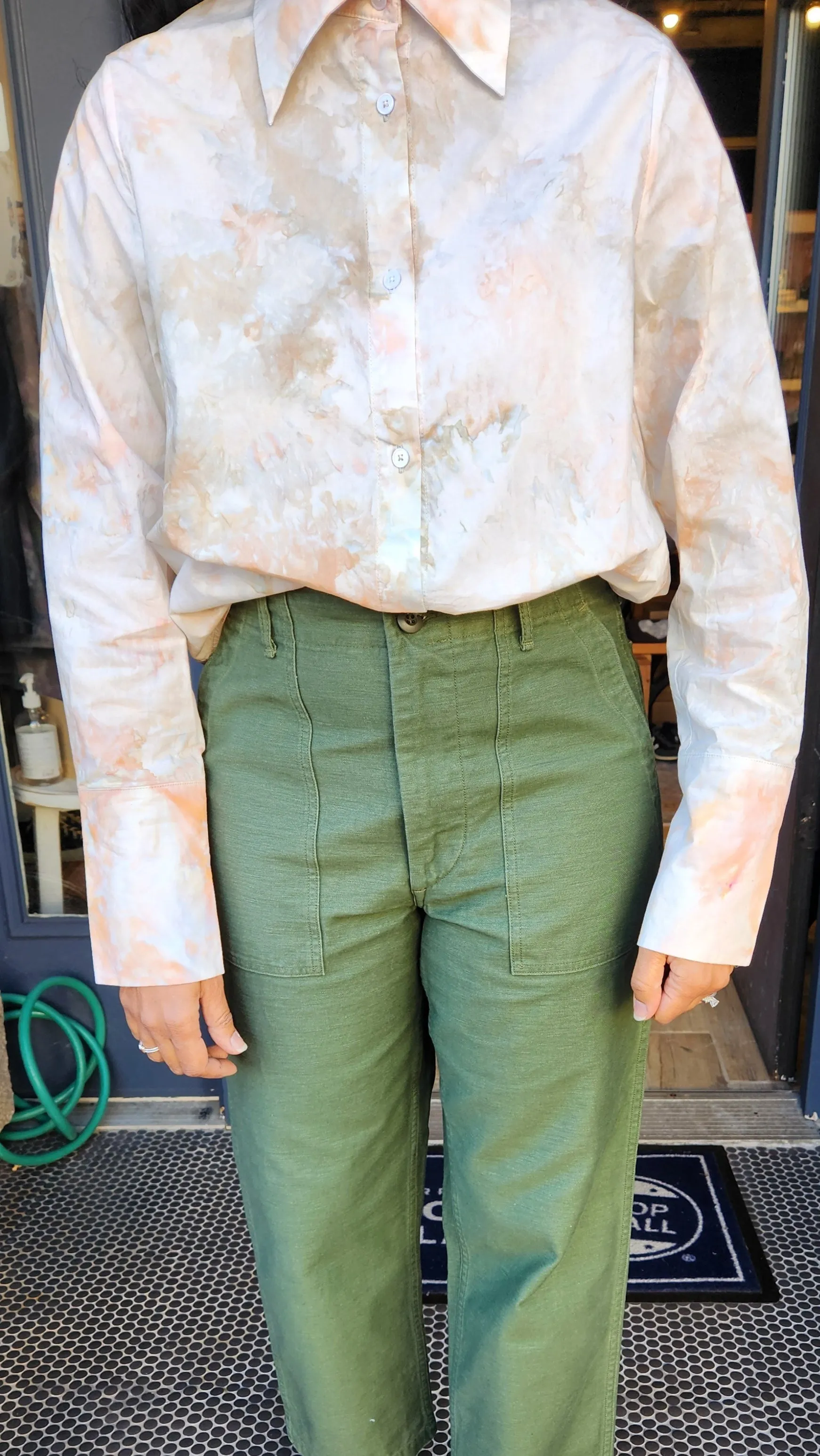 orSlow - 5002Z Slim Fit Reverse Sateen Army Fatigue Pant in Olive