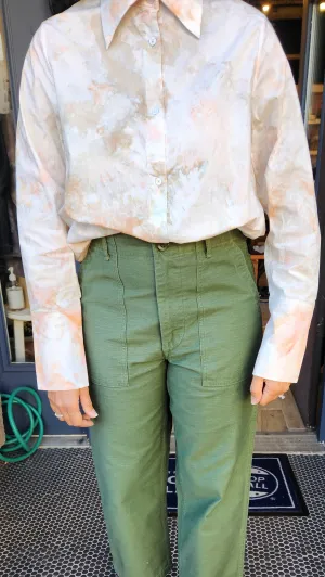 orSlow - 5002Z Slim Fit Reverse Sateen Army Fatigue Pant in Olive