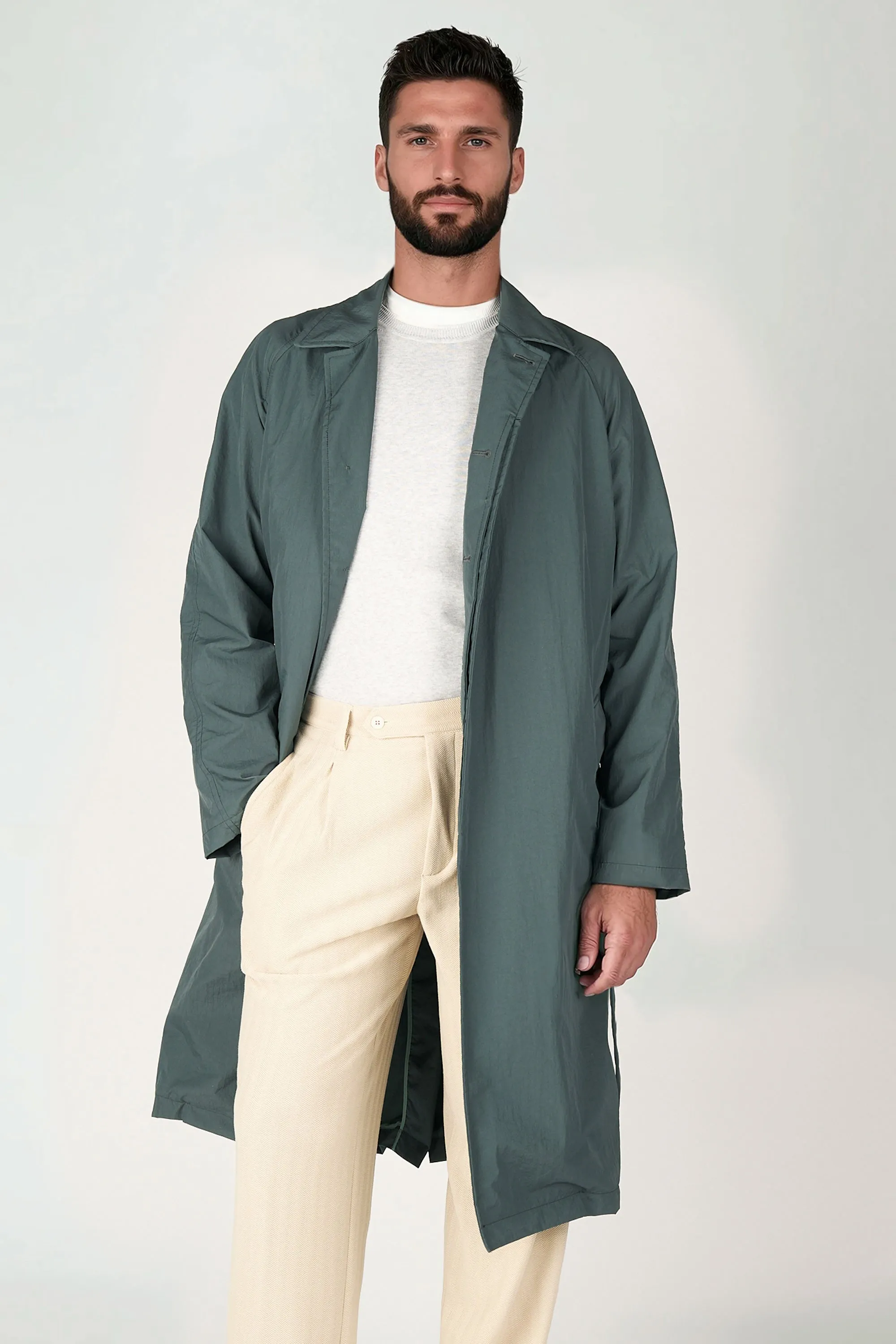 Oversized Belted Long Overcoat
