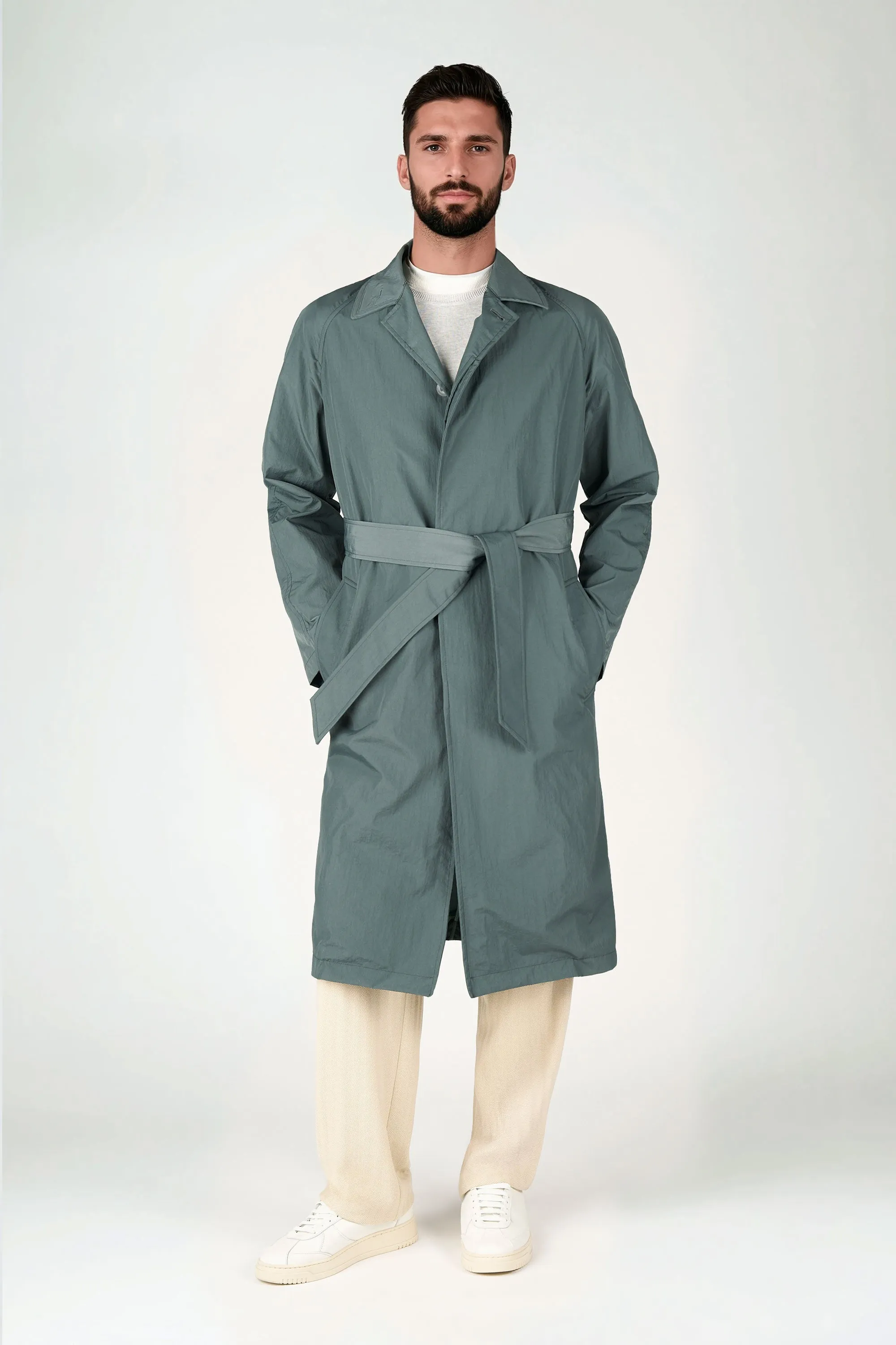Oversized Belted Long Overcoat