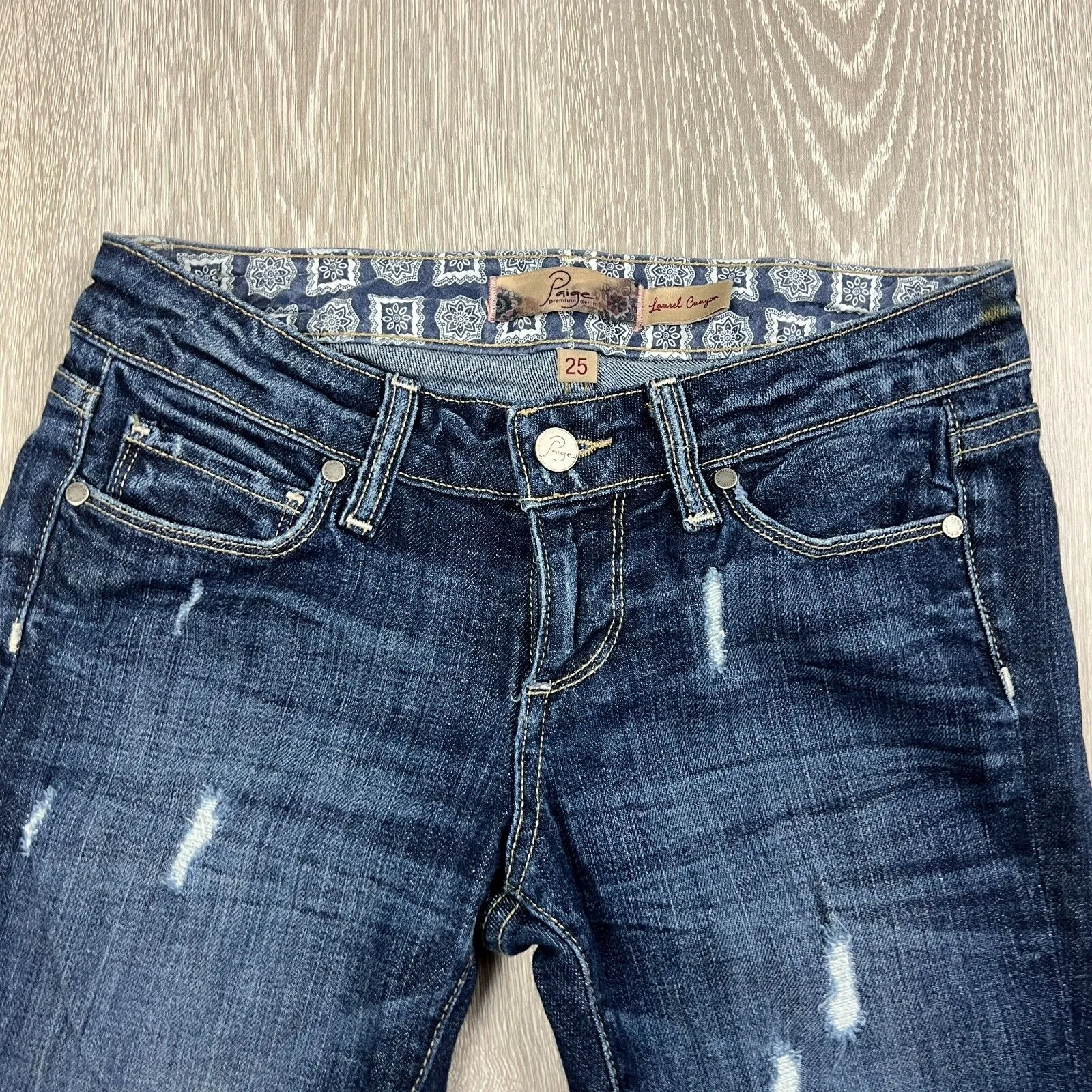 Paige Laurel Canyon Womens Boot But Low Rise Blue Denim Jeans Size 25
