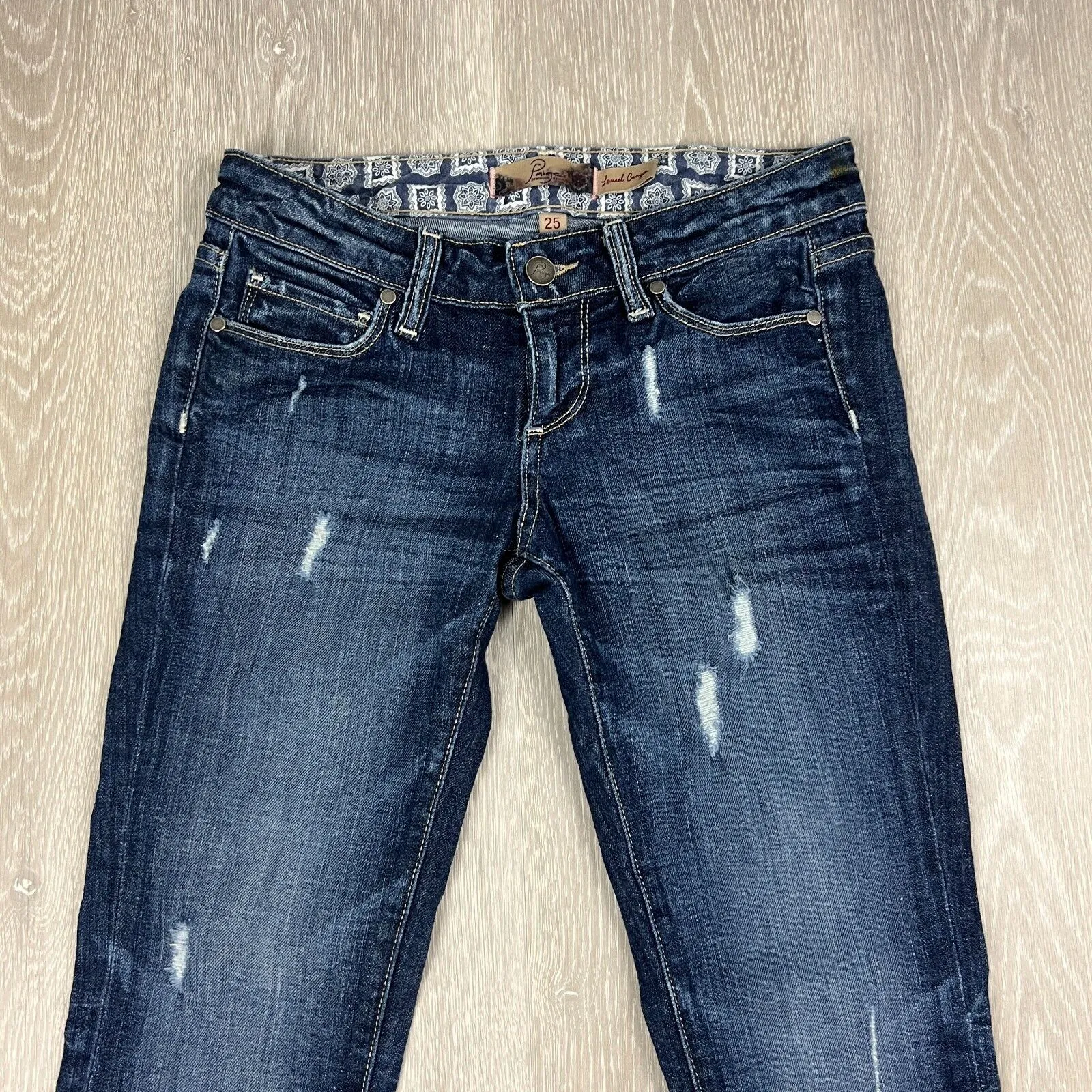 Paige Laurel Canyon Womens Boot But Low Rise Blue Denim Jeans Size 25