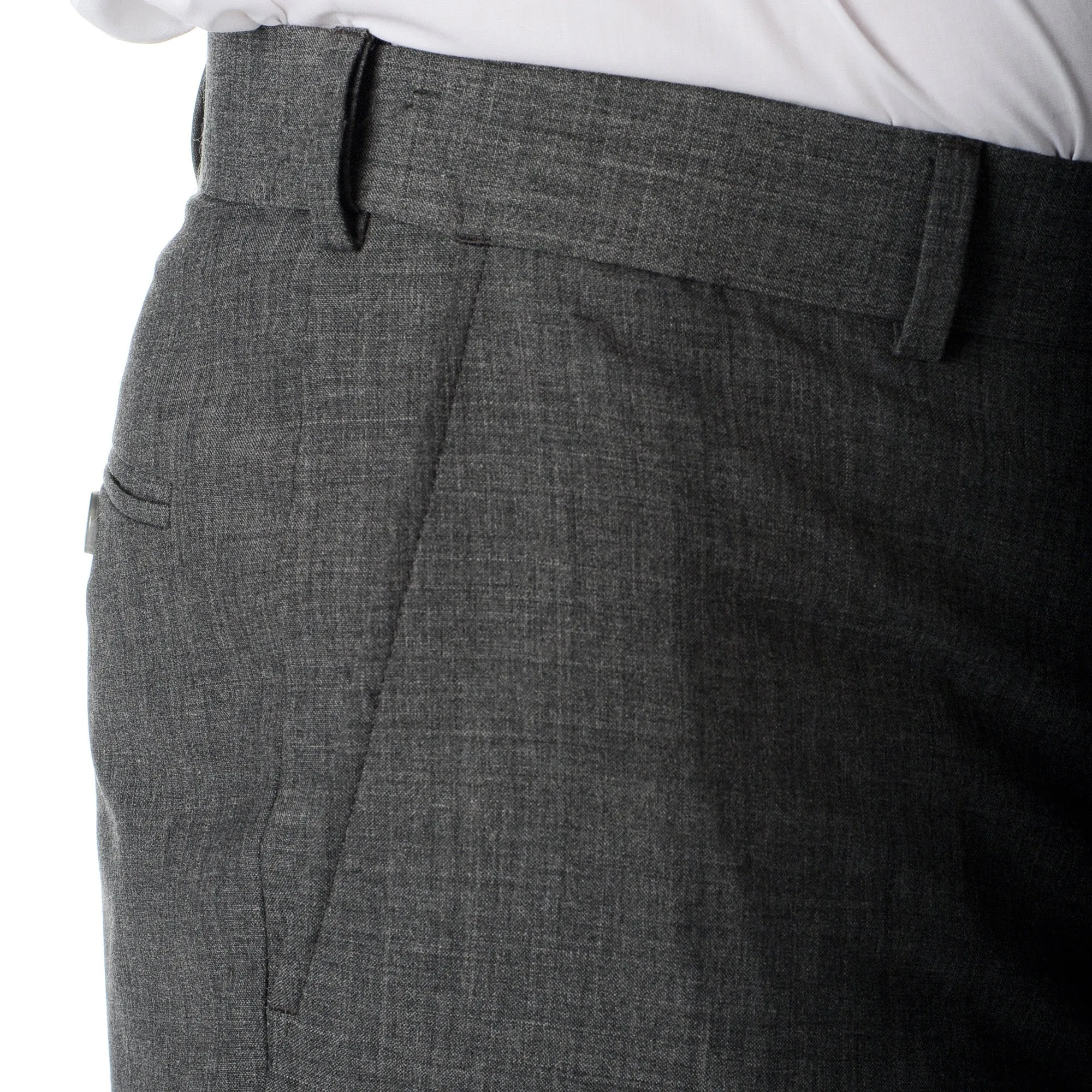 Palm Beach Wool/Poly Md Grey Flat Front Expander Pant