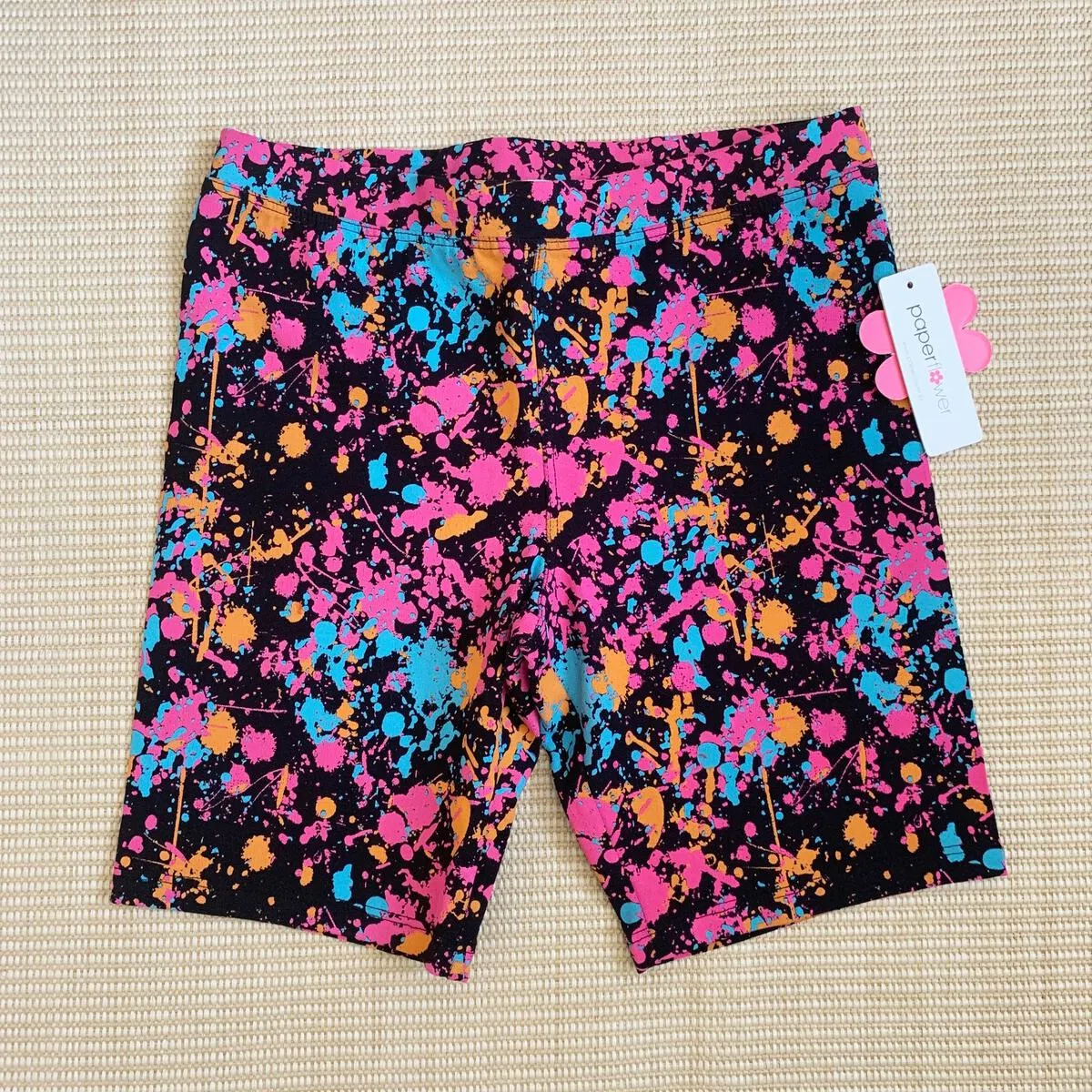 Paper Flower Bike Short - Paint Splatter
