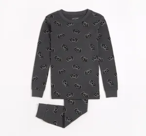 Petit Lem - 2 Piece Pajama Set - Dark Grey Glow in the Dark / Eerie Bats