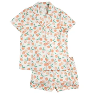 Petit Lem - Woven Button Up Top & Short Sleep Set - Peaches