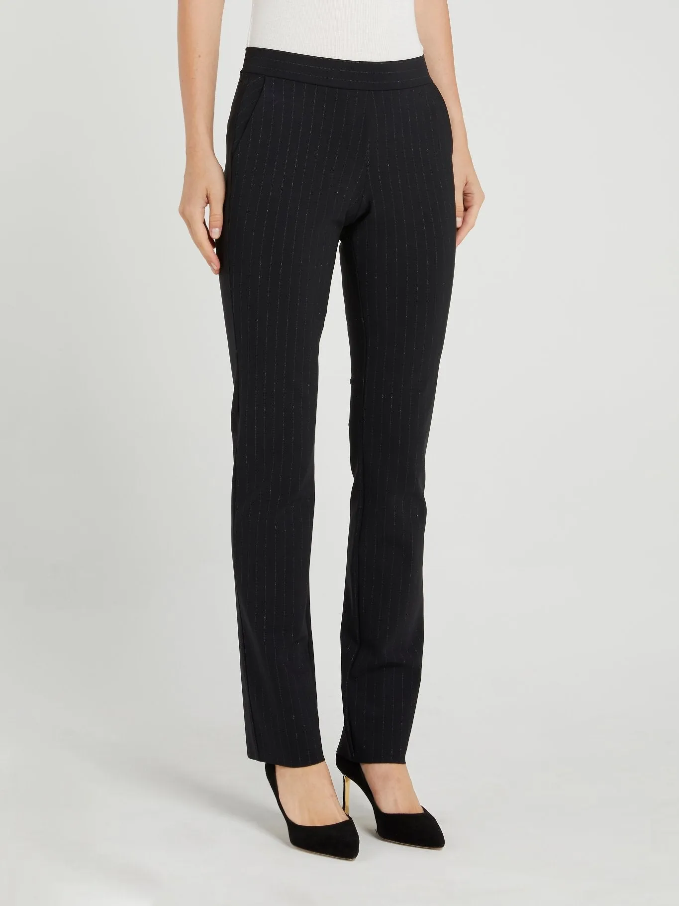 Petronilla Navy Lurex Pinstripe Pants