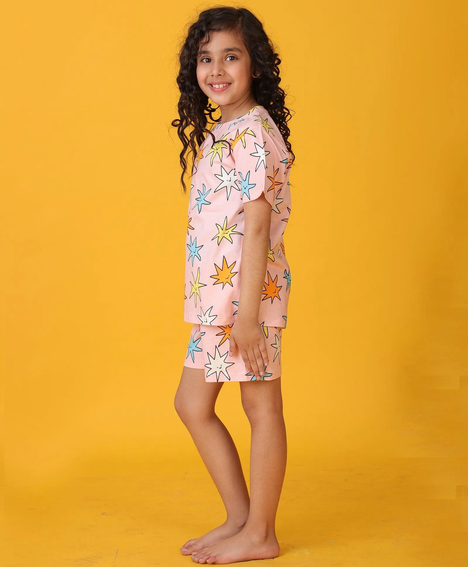 PINK STAR GIRLS SLEEPWEAR SHORT SET - PINK