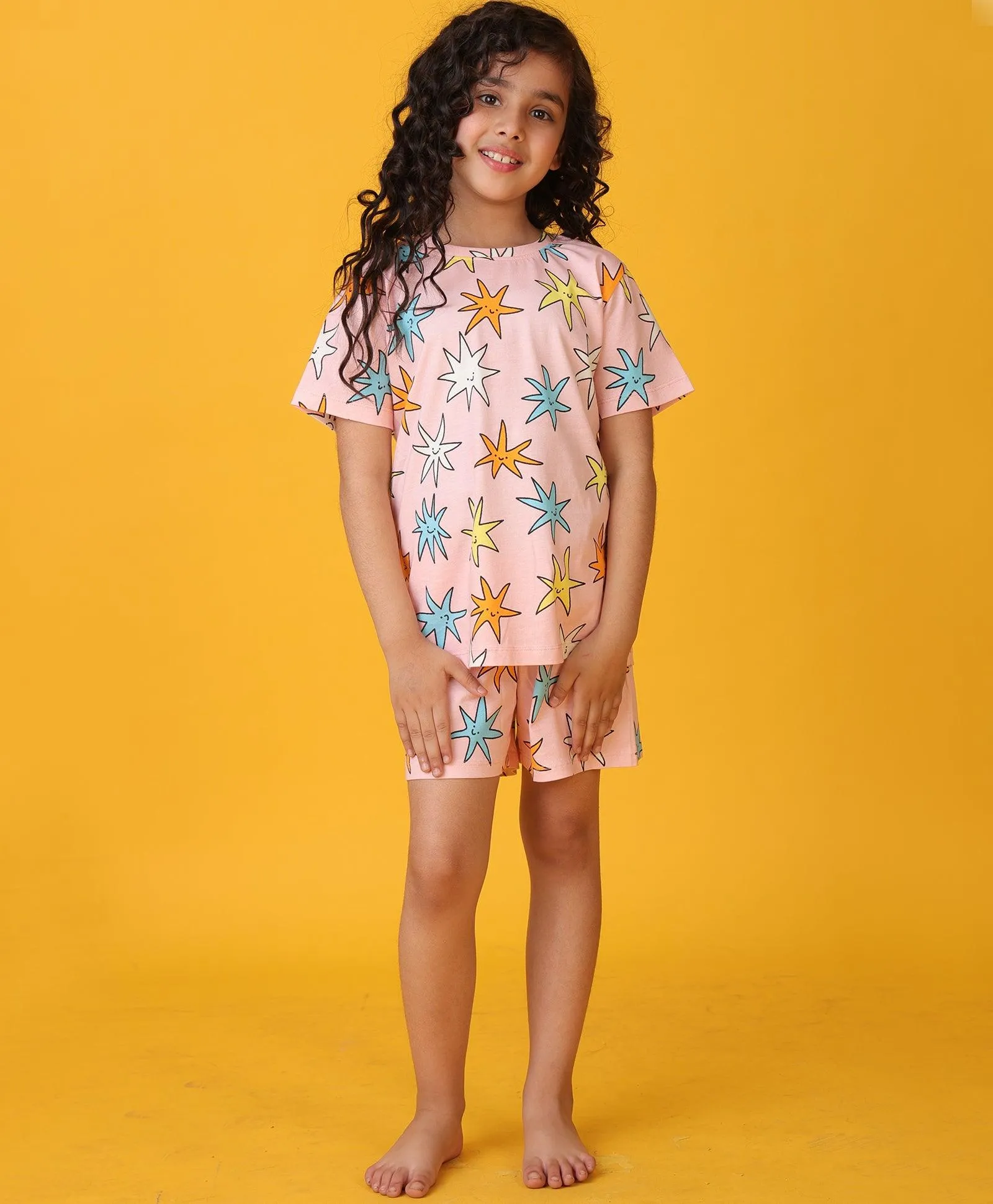 PINK STAR GIRLS SLEEPWEAR SHORT SET - PINK