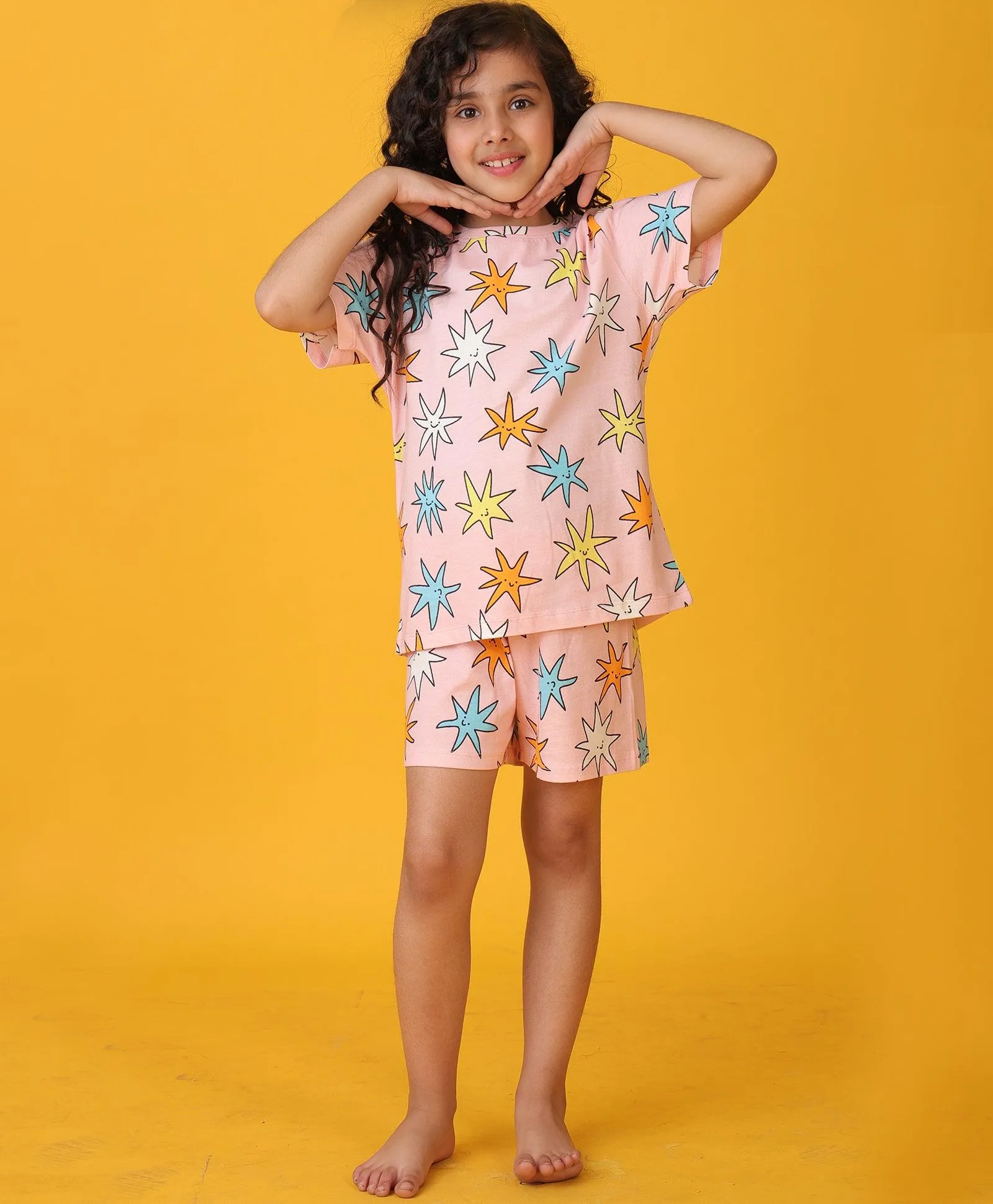 PINK STAR GIRLS SLEEPWEAR SHORT SET - PINK