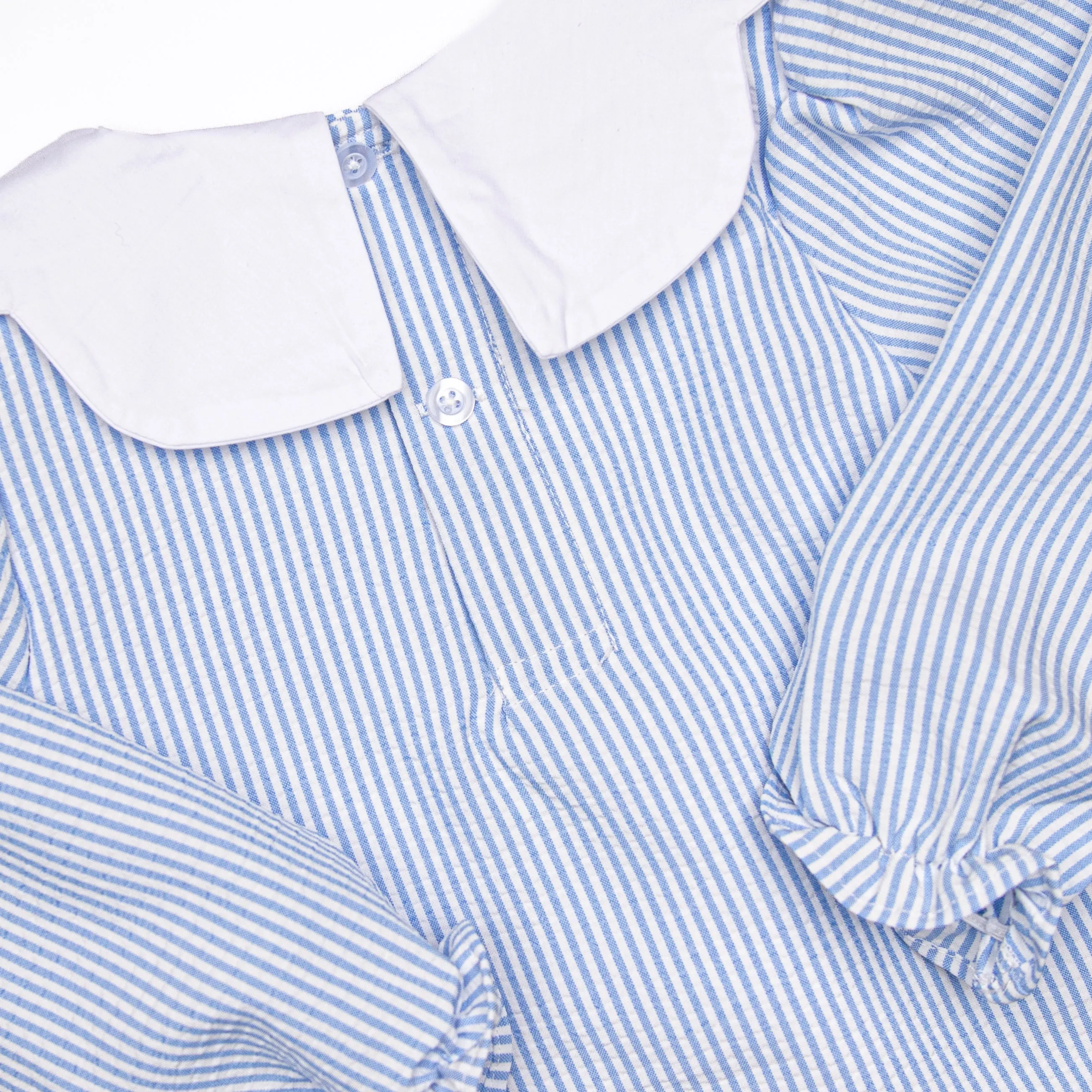 Pinstripe Prep Ruffle Pant Set, Blue