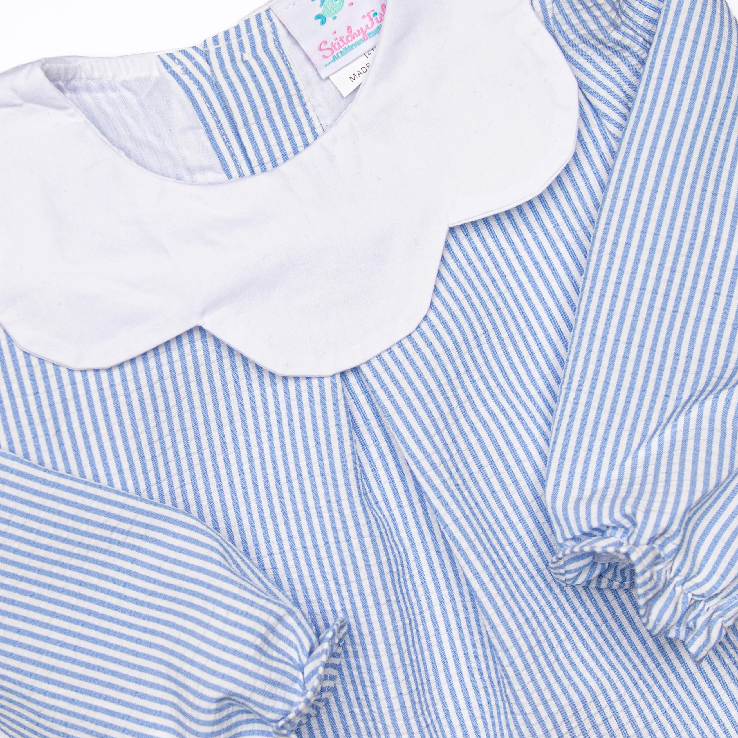 Pinstripe Prep Ruffle Pant Set, Blue