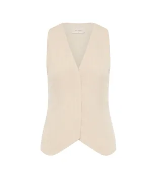 Pinstripe Wool Vest in Latte