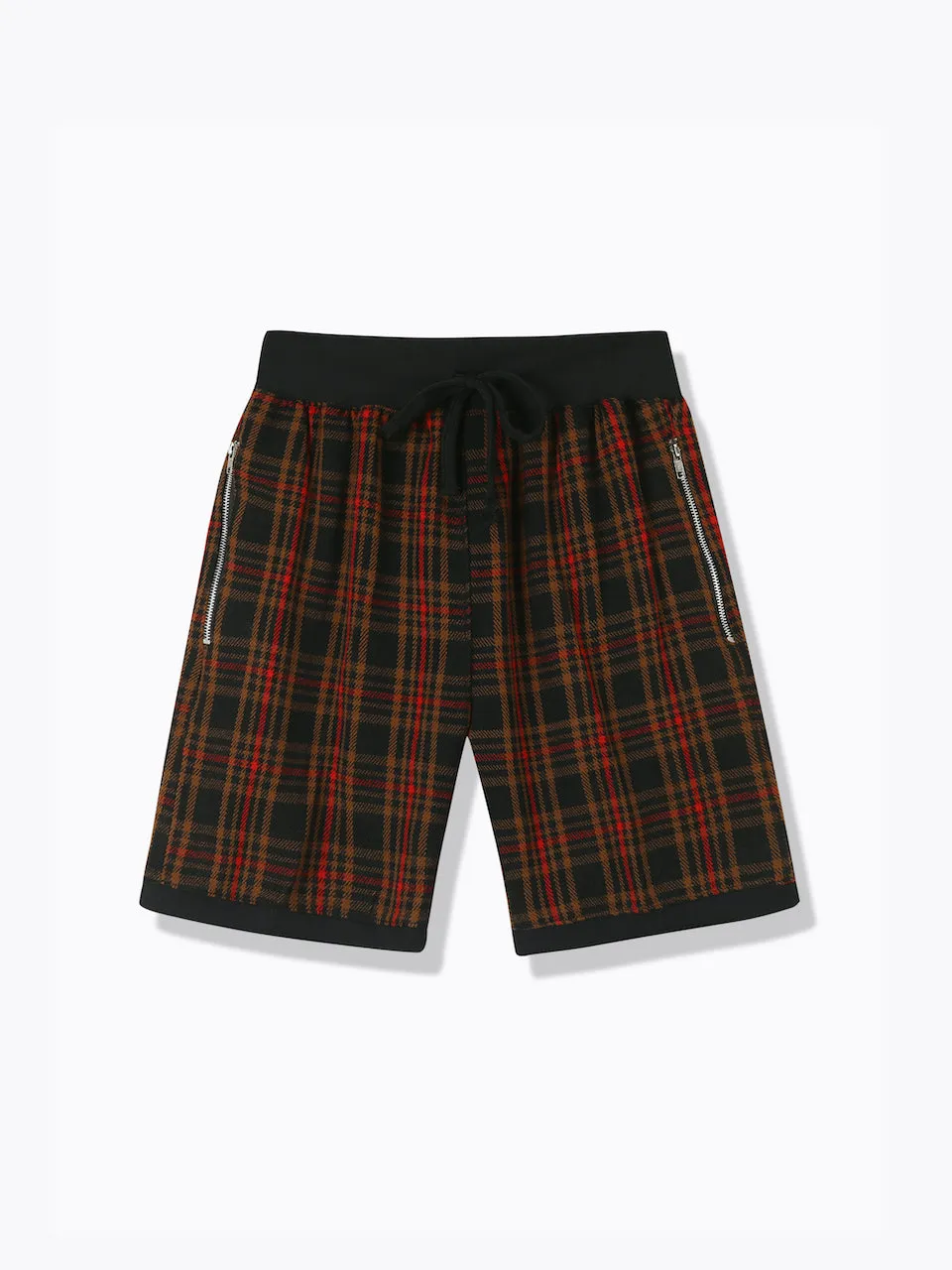 Plaid Basketball Shorts-Black/Red