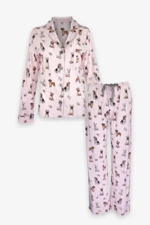 Playful Prints PJ Set with Mask in Blush