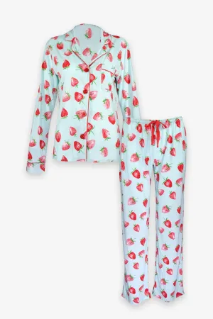 Playful Prints PJ Set with Mask in Mint