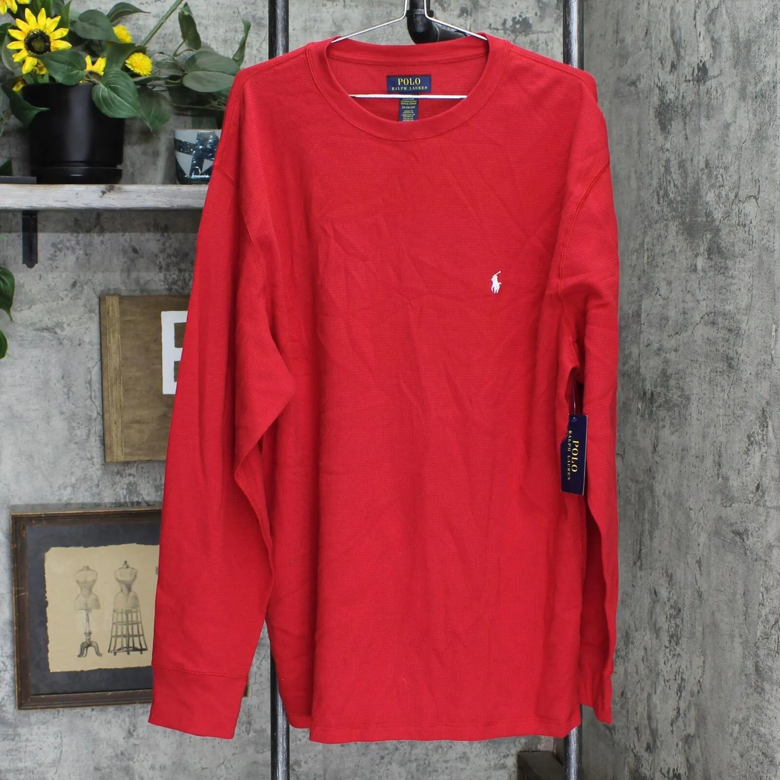 Polo Ralph Lauren Mens Sleepwear Waffle-Knit Thermal Pajama Shirt