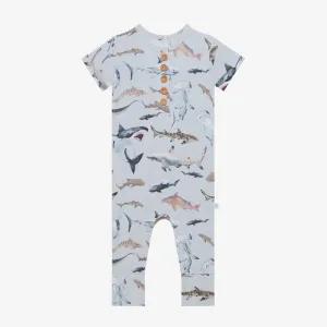 Posh Peanut  Maverick Short Sleeve Henley Romper Medium Grey