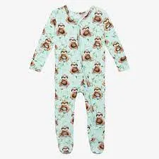 Posh Peanut Normandie-Footie Zippered One Piece  Sage