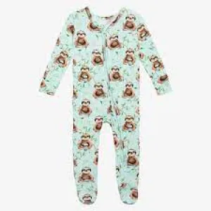 Posh Peanut Normandie-Footie Zippered One Piece  Sage